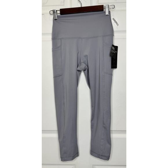 90 Degree By Reflex Gray Interlock Tribeca Pocket Crop Tight Capri Legging Small - Picture 1 of 4